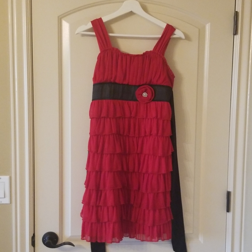 Red ruffled dress